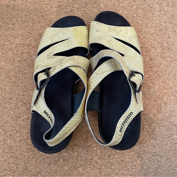 Mephisto Eva Sandal Snakeskin Pattern Camel Comfort Walking Shoe Sz EU 37 US 6 - Picture 6 of 11